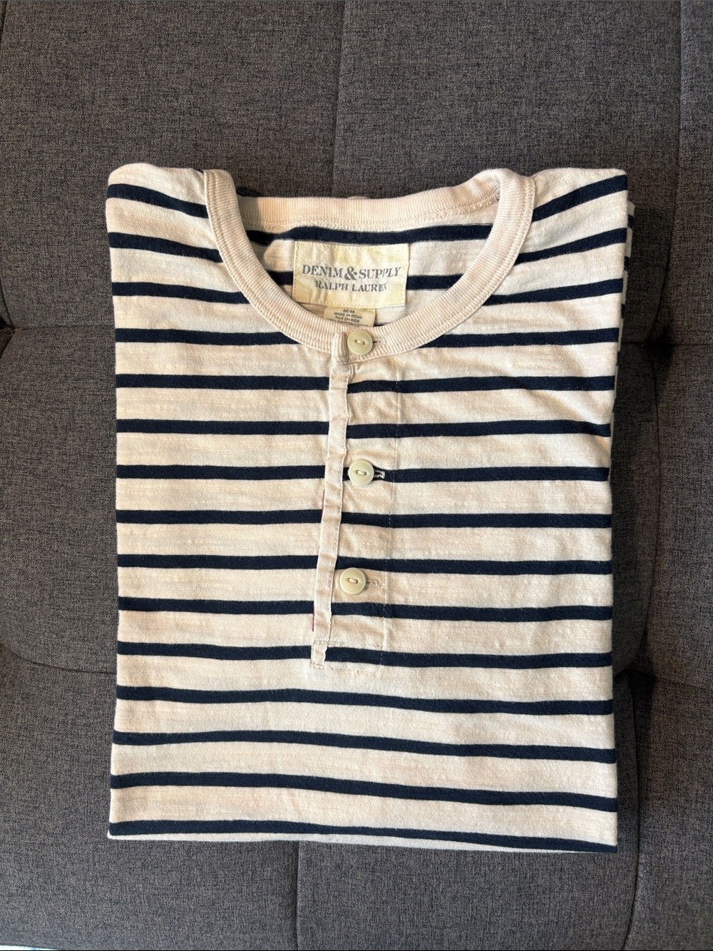 Denim & Supply Ralph Lauren Striped Short Sleeve Henley Top Medium M